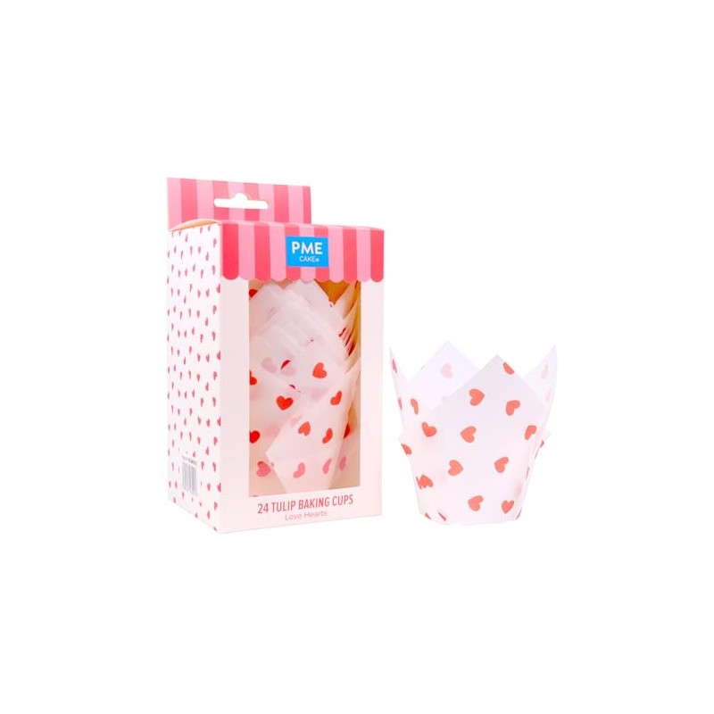 PME Valentines Tulip Muffin Cases - Love Hearts, Set of