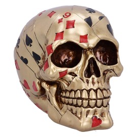 Nemesis Now Dead Mans Hand Golden Playing Card Skull Ornament,15cm, Gold