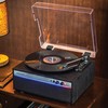 Crosley CR6048A-BK Strobe Bluetooth Vinyl Record Player with Music Sync