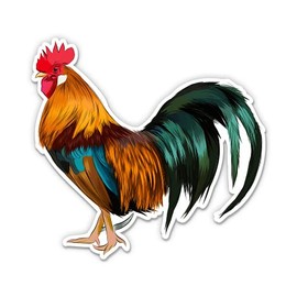 Rooster - 3" Vinyl Sticker - for Car Laptop Water Bottle Phone - Waterproof Decal
