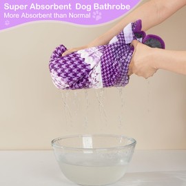 Bienbee Dog Bathrobe for Drying Dogs, Quick Drying Dog Robes for After Bath Super Absorbent Dogs Towel Cute Clothes Pajamas Coat, Purple M