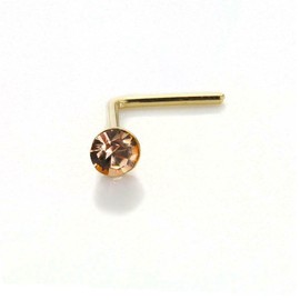 jewellerybox 9ct Yellow Gold 2mm Aurora Borealis Crystal Nose Stud L Pin