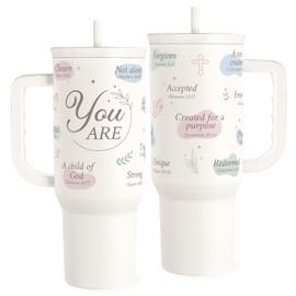 SANDJEST Christian Gift for Women – Inspiration Insulated Stainless Steel Tumbler with Handle and Straw - Religious Gifts for Birthday Christmas, 40oz