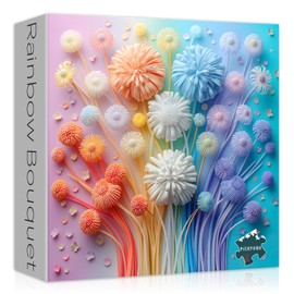 Flower Puzzles for Adults 1000 Pieces, Impossible Floral Puzzles, Colorful Rainbow Gradient Puzzle Hard，Challenging Spring Jigsaw Puzzles 1000 Pieces