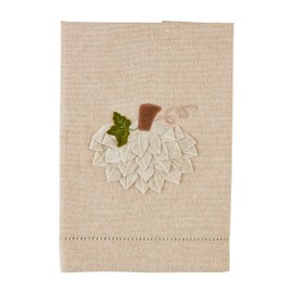 Mud Pie Velvet Pumpkin Towel, Cream, 21" x 14"