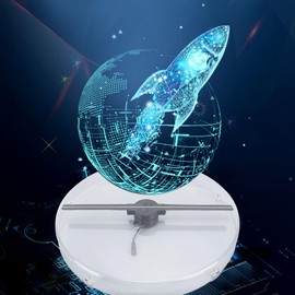 3D Hologram Fan, Desktop Hologram Advertising Display Fan with Transparent Cover, 256 LED 3D Holographic Projector for Mall Shop Restaurant Hotel (US Plug)