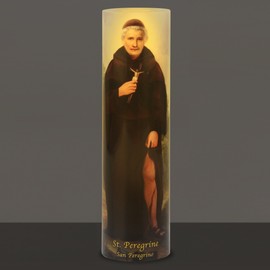 THE SAINTS COLLECTION St Peregrine, LED Flameless Devotional Prayer Candle