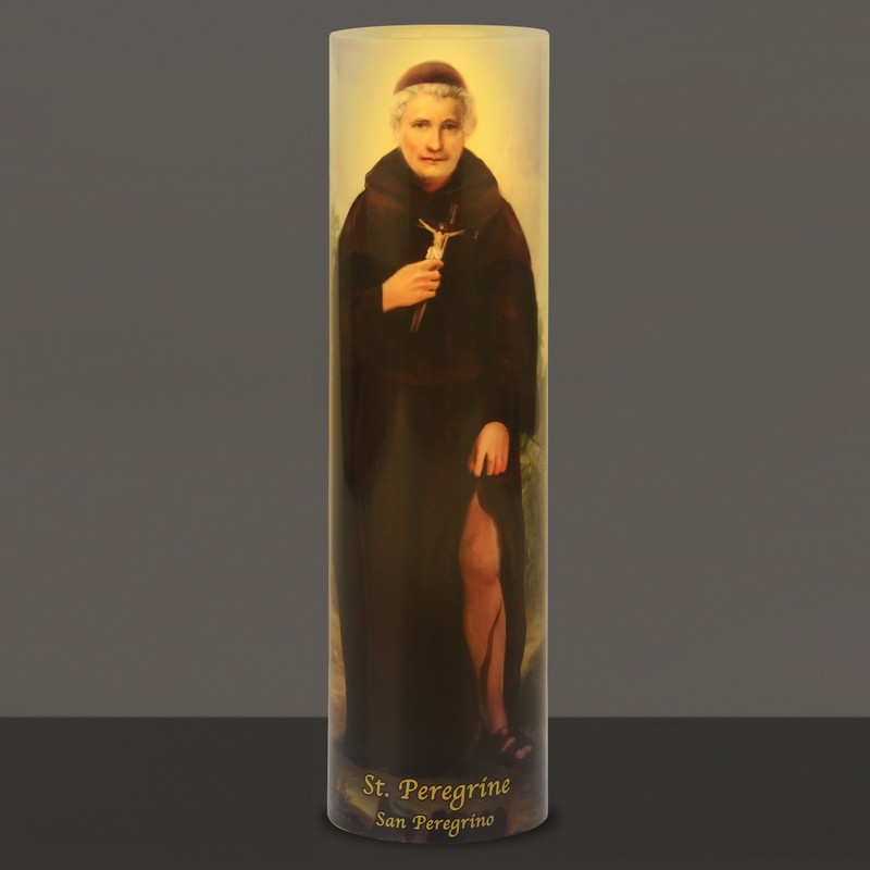 THE SAINTS COLLECTION St Peregrine, LED Flameless Devotional Prayer Candle