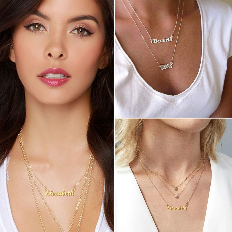 Olivia Necklace Stainless Steel Script Nameplate Jewelry Women Girls Name
