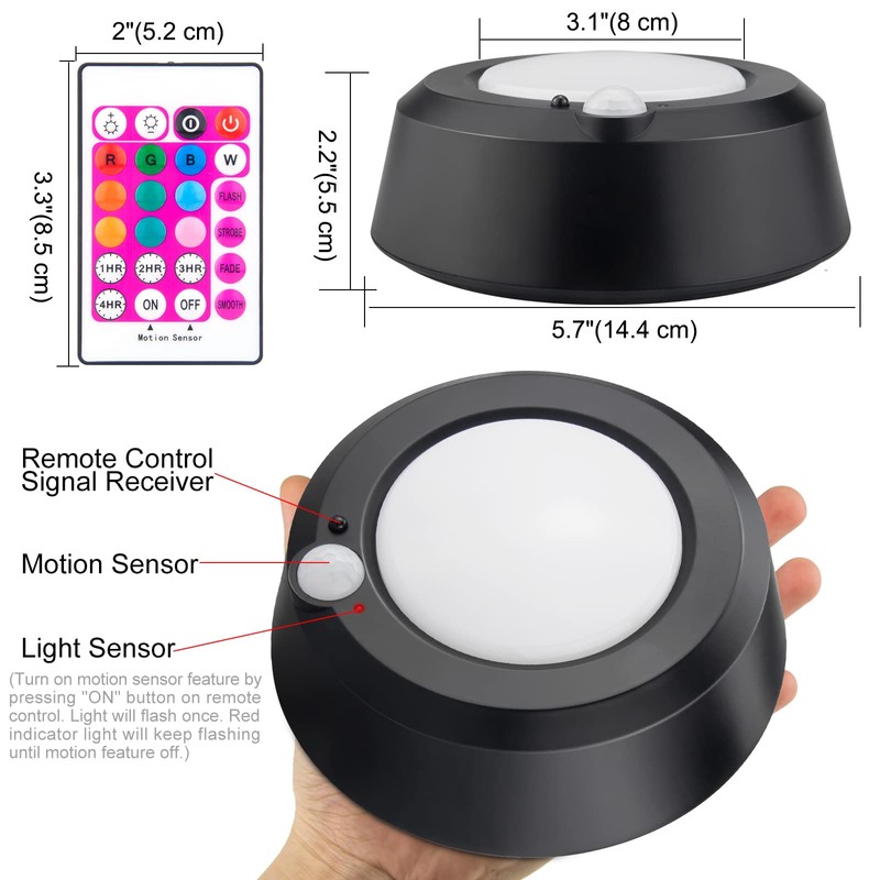 BIGMONAT Wireless Ceiling Light USB Rechargeable, Motion Sensor Shower Light