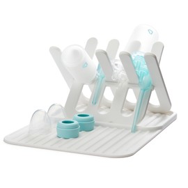 Munchkin Silicone Drying Rack and Mat, Holds 8 Baby Bottles with Room for Pump Parts, Pacifiers, and Small Accessories