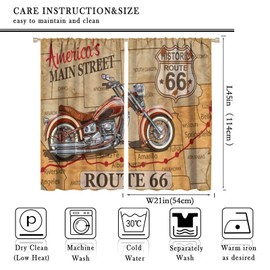 Focusbrite Vintage Rustic Motorbike Blackout Curtains Motorcycle Sport Theme Art Printed Window Drapes for Living Room Bedroom Kitchen Cafe Office Set 2 Panels,42x45 Inches