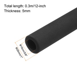 sourcing map Foam Grip Tubing Handle Grips 5/8"(16mm) ID 1"(26mm) OD 12" Black for Pipe Insulation, Utensils, Fitness, Tools Handle Support