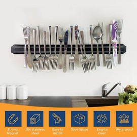 GENERIC Ezondeal 2in1 Wall Mount Magnetic Knife Storage Holder Chef Rack Strip Utensil Kitchen Knife Magnetic Holder for Kitchen, medium