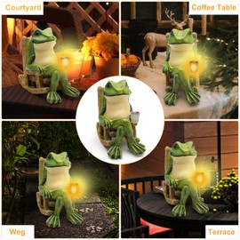 TNSLAND Frog Decoration, Solar Animals for Outdoor Garden with LED, Solar Decoration for Outdoor Garden, Frog Decorative Figures, Garden Frog Garden Decoration, Decorative Frog Garden Figure for