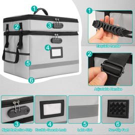 EXLIFBAG 2 Layer File Box with Lock, Portable Document Organizer Box with Handle, Fireproof File Box for Home Office, Legal File Organizer Storage