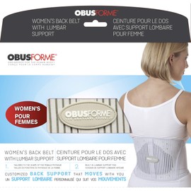 ObusForme Back Support Belt with Built-in Lumbar Support | Lower Back Brace | Elastic Abdominal Support | Breathable, Compression Band | Tailored to Female Physique (XLarge/XXLarge)