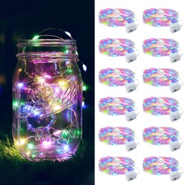 Fairy Lights Battery Operated, String Lights 7ft 20 Mini LED Fairy Lights Silver Wire Twinkle Lights for DIY, Parties, Wedding, Bedroom, Christmas Decoration (Multicolor 12P)