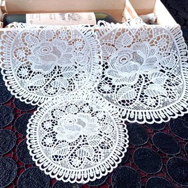 Set of 6 lace doilies lace coasters, round flower shape mat, place mats, table mats, full crochet doilies, cup coasters for dining room, kitchen, banquet, wedding decoration, 15 cm, rose