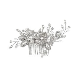 Crystal Bride Wedding Hair comb Pearl Side comb piece suitable for ladies bride Bridesmaid Crystal Pearl hairpin Hair accessories Silver