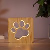 CooPark Dog Paw Wood Bedside Lamp, 3D Optical Cute Puppy
