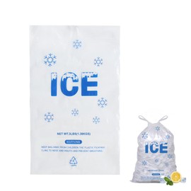 Belinlen 200 PACK 3 lb. Plastic Drawstring Ice Bags 9 x 15.5 Inch Heavy-Duty Plastic Ice Bags with Plastic Draw String (2mil Thickness)