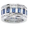 PalmBeach Silvertone Baguette Cubic Zirconia and Emerald Cut Simulated Blue