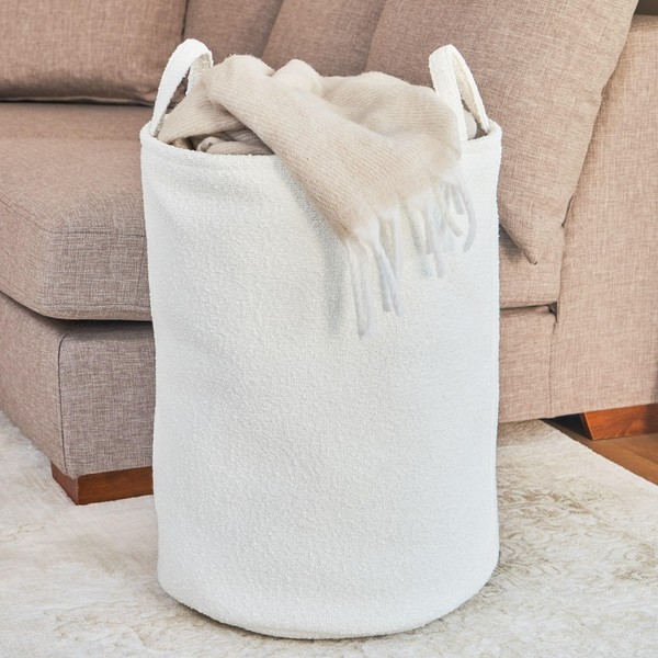 Laundry Hamper Basket Boucle, Nursery Hamper for Blanket Storage for