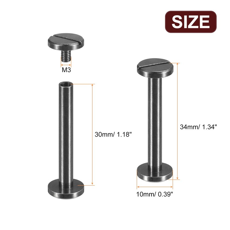 sourcing map 30Pack Brass Chicago Screws, 30x10mm Flat Head Screw