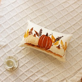 Ogiselestyle Watercolor Fall Pumpkin Throw Pillow Cover 12x20 Inch, Seasonal Autumn Pumpkin Thanksgiving Harvest Decoration for Home Sofa Couch