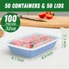 50 Pack (100-Piece) 32 oz Meal Prep Containers Reusable with