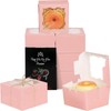 qiqee Pink Bakery Boxes with Window 100pcs 4x4x2.5 Mini Cookie