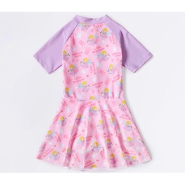 CRAZY GOTEND Girls One Piece Swimsuits Rash Guard Zipper Front Bathing Suit UPF 50+ Purple 10-11Years/4XL