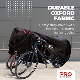PRO BIKE TOOL Waterproof Bike Cover - Outdoor Bicycle Storage Fits up to Bikes - Heavy Duty Ripstop Material with UV Protection for Yard, Garden, or Car Racks - Durable Black Design - 81.5x46.5-Inch