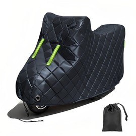 Winter Anti Ice and Snow Motorcycle Cover for Kawasaki Ninja H2 SX SE+ Thickened and Cotton Oxford Motorcycle Covers Windproof, Snowproof, Hail Protection, Full Cover