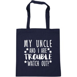 Hippowarehouse My Uncle And I Are Trouble Watch Out! Tote Shopping Gym Beach Bag 42cm x38cm, 10 litres