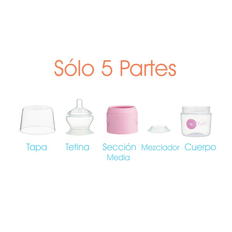 PopYum - Biberón anticólicos para bebé para preparar, mezclar y
