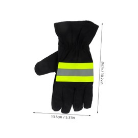 NOLITOY 1pair Insulated Firefighter Gloves Heat Resistant Reflective Strip for Firefighting Emergency for Men