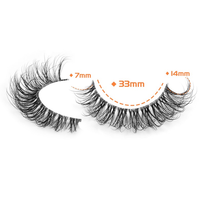 JIMIRE False Eyelashes Clear Band Small Faux Mink Lashes Natural