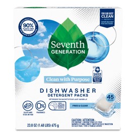 Seventh Generation Dishwasher Detergent Packs Free & Clear for sparkling dishes Dishwasher tabs 45 count