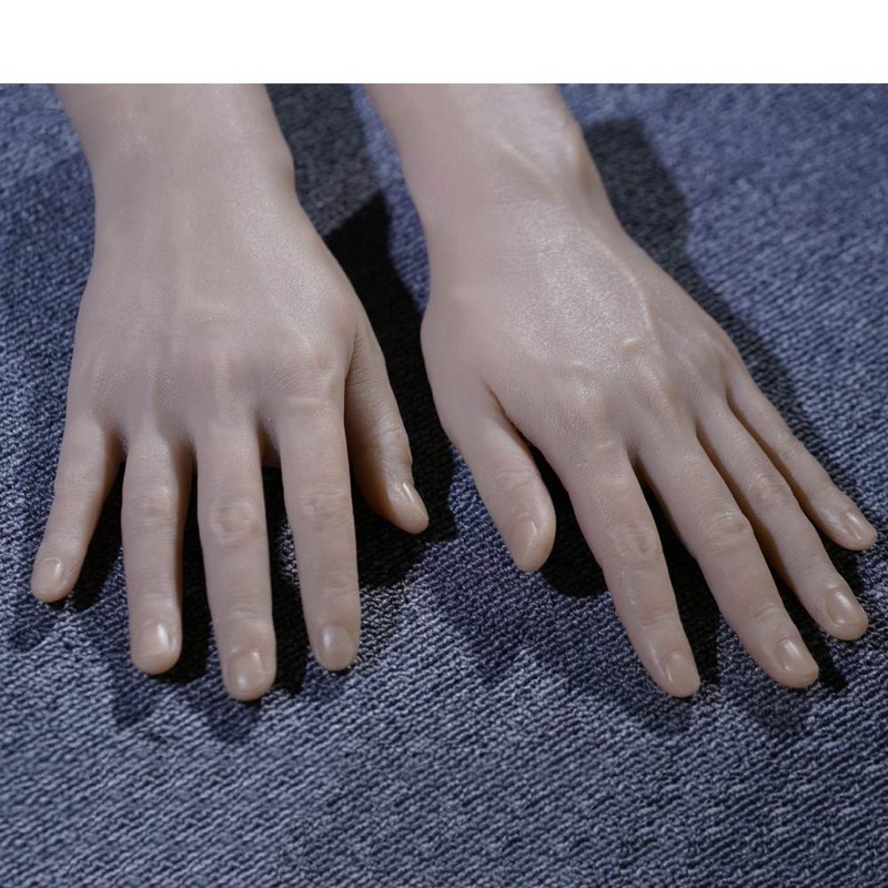 2x Nail Art Soft Practice Hands Flexible Silicone Prosthetic Hands