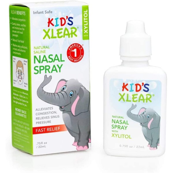 Xlear Kids' Nasal Spray, Natural Saline Nasal Spray for Kids with Xylitol, Daily Nasal Decongestant, Nose Moisturizer, 0.75 fl oz (Pack of 3)