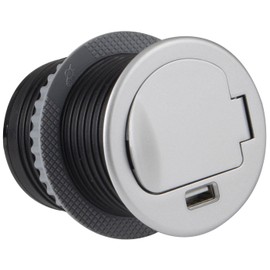 Lumonic SingleBox 1 x Schuko Socket + USB 2.4 A Table Socket Silver I Socket with 230 V in Tower Max. 3600 W I With Drill Hole Size 65 mm Ideal for