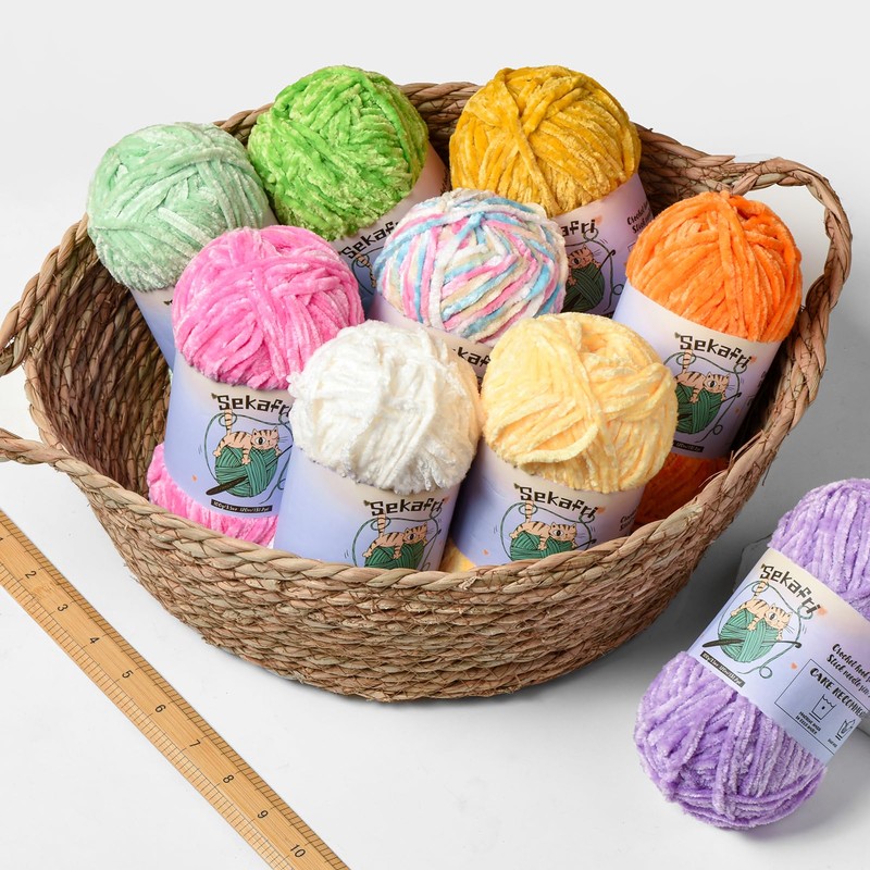 Fuzzy Chenille Yarn for Crocheting,Velvet Baby Blanket Yarn for Crocheting,Soft