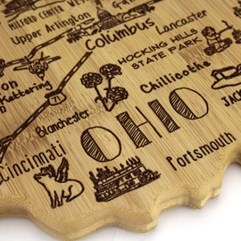 Totally Bamboo Destination Series Ohio State Shaped Serving and Cutting Board, Bamboo, 13.5" x 12"