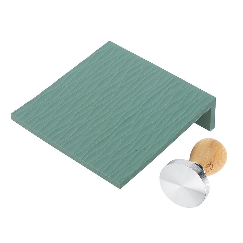 Coffee Tamper Set 58mm Beech Handle Coffee Hammer Embossed Tamping