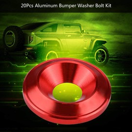 EVGATSAUTO 20pcs Aluminium Washer Screws, Universal Vehicle Bumper Washer Screw Mudguard Washer Screw Engine Compartment Dress Up Kit (Red)