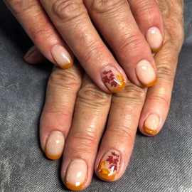 LWTZLW Fall Orange French Tip Press on Nails Short Square Thanksgiving Fake Nails Maple Leaf Design Autumn Glue on Nail Red Maple Leaf False Nails Reusable Acrylic Stick on Nail for Women