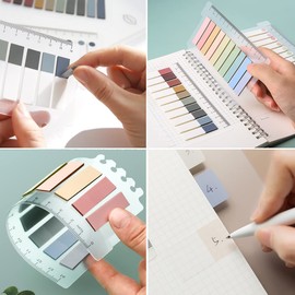 600 Pcs Morandi Sticky Tabs Book Notes Tabs, Page Markers Tabs Pastel Book Tabs Reading Tabs Annotation Tabs Page Markers Sticky Index Tabs with Ruler Tabs for Annotating Books (Color A)