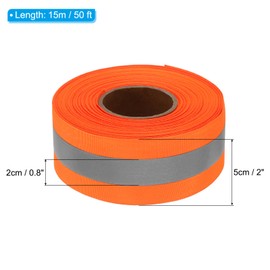 PATIKIL Reflective Tape Strip, 2" x 50Ft High Visibility Reflective Tape Sew-on DIY Warning Safety Fabric Webbing for Clothing Raincoats, Orange-red